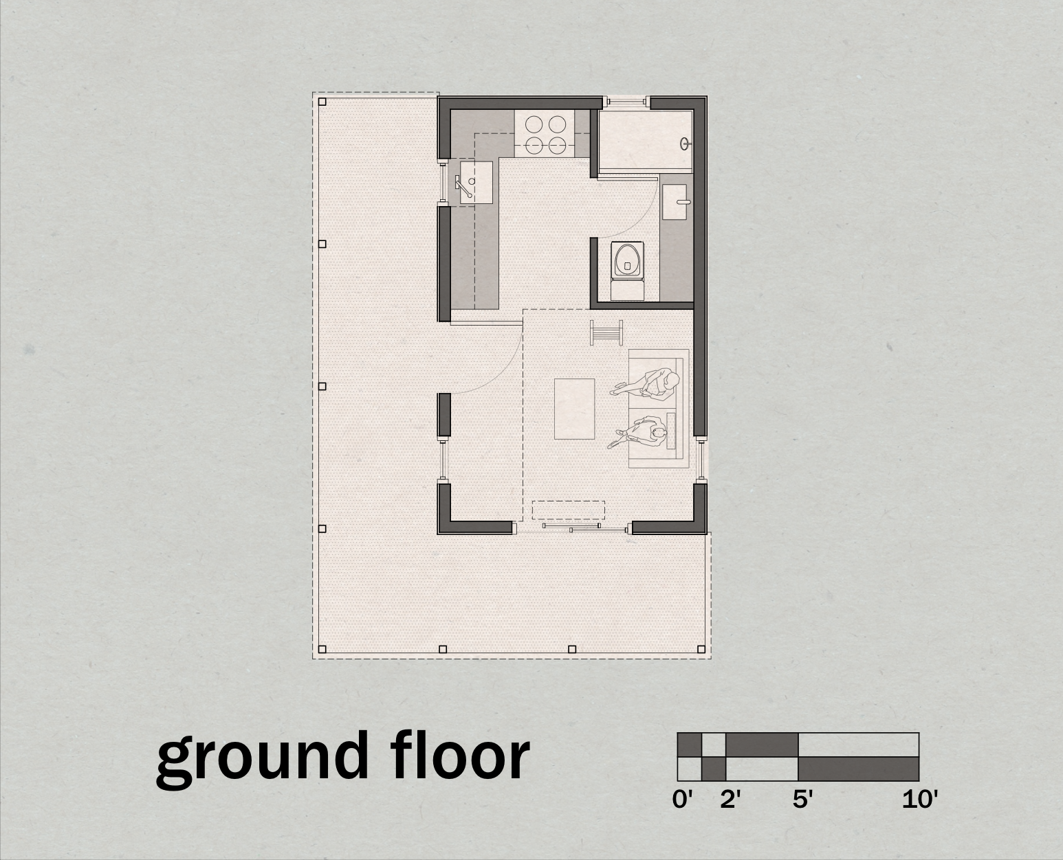 Ground Floor Plan For Dash Studio ADU Accessory Dwelling Unit or Tiny House