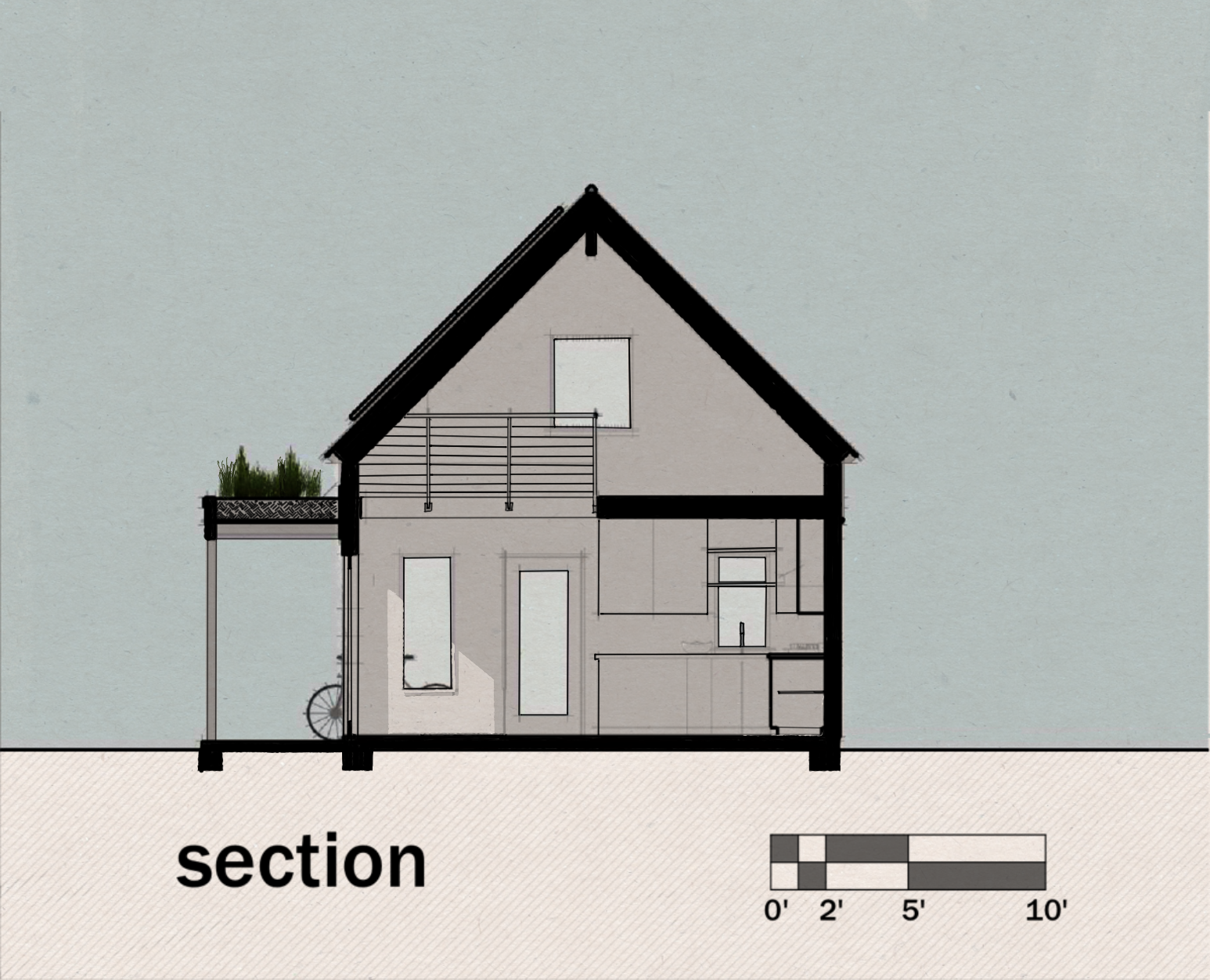 Section For Dash Studio ADU Accessory Dwelling Unit or Tiny House Colorado Oregon